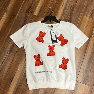 Black Pharaoh Teddy Bear Rhinestone Shirt